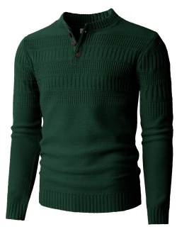 H2H Mens Casual Slim Fit Pullover Sweaters Long Sleeve Cable Knitted Sweater with Button Closure