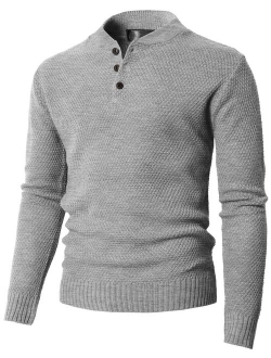 H2H Mens Casual Slim Fit Pullover Sweaters Long Sleeve Cable Knitted Sweater with Button Closure