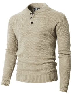 H2H Mens Casual Slim Fit Pullover Sweaters Long Sleeve Cable Knitted Sweater with Button Closure