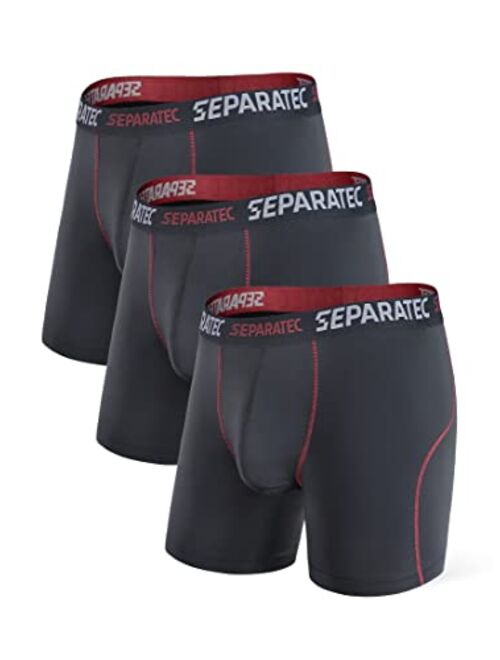 Separatec Men's 3 Pack Sport Performance Dual Pouch Boxer Briefs Underwear