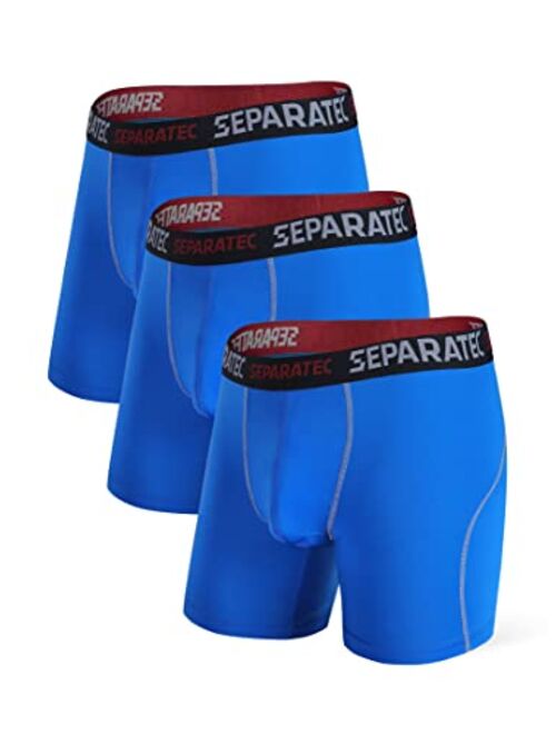 Separatec Men's 3 Pack Sport Performance Dual Pouch Boxer Briefs Underwear