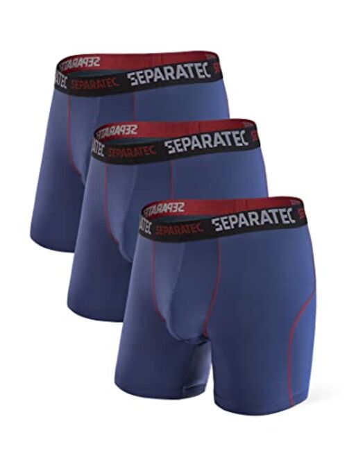 Separatec Men's 3 Pack Sport Performance Dual Pouch Boxer Briefs Underwear