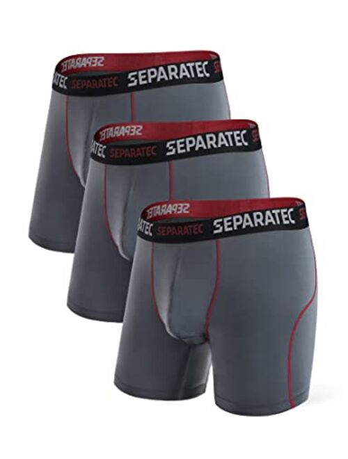 Separatec Men's 3 Pack Sport Performance Dual Pouch Boxer Briefs Underwear