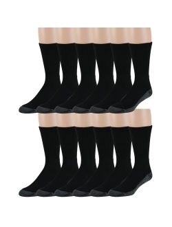 Zeke Men's Crew Work Socks - 12 Pack - Cushioned Sole - Mesh Ventilation - Arch Support - Soft and Comfortable