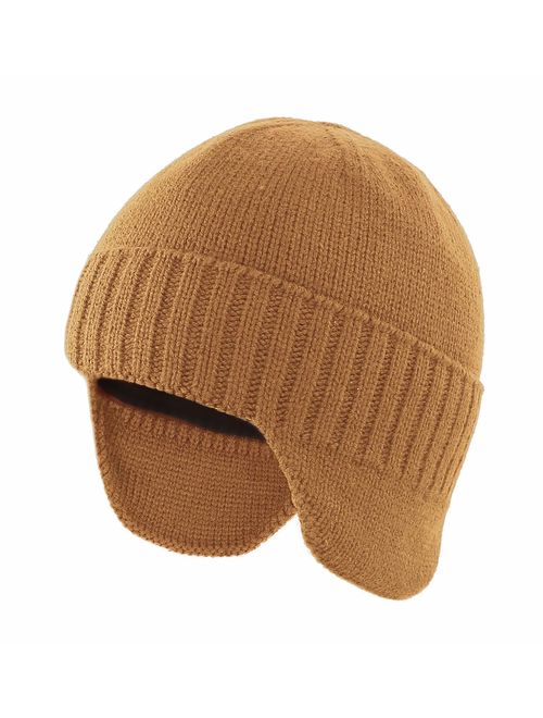 Home Prefer Mens Winter Hat Knit Earflap Hat Stocking Caps with Ears Warm Hat