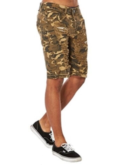 Agile Mens Super Comfy Stretch Flex Waist Cargo Shorts Flat Front Chino