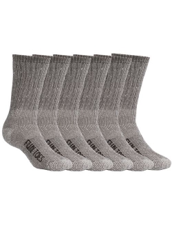 FUN TOES Men's Crew Merino Wool Socks 6 Pairs Winter Lightweight, Reinforced Size 8-12