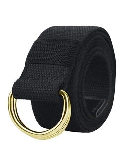 Canvas Belt, Web Belt for Men/Women with Metal Double D Ring Buckle 1 1/2