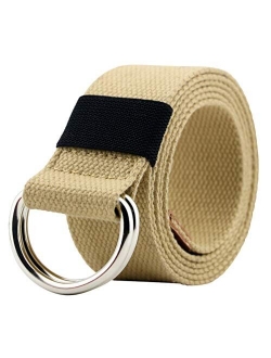 Canvas Belt, Web Belt for Men/Women with Metal Double D Ring Buckle 1 1/2