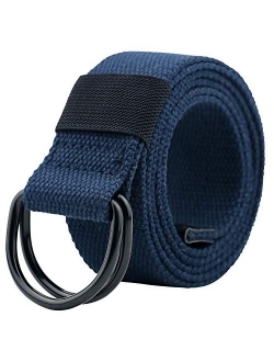 Canvas Belt, Web Belt for Men/Women with Metal Double D Ring Buckle 1 1/2