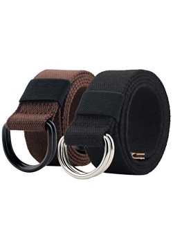 Canvas Belt, Web Belt for Men/Women with Metal Double D Ring Buckle 1 1/2