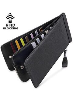 Huztencor Womens Leather Credit Card Holder Wallet RFID Blocking Wallet Women Card Case Purse