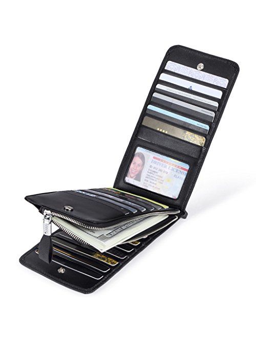 Huztencor Womens Leather Credit Card Holder Wallet RFID Blocking Wallet Women Card Case Purse