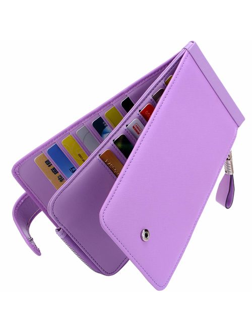 Huztencor Womens Leather Credit Card Holder Wallet RFID Blocking Wallet Women Card Case Purse