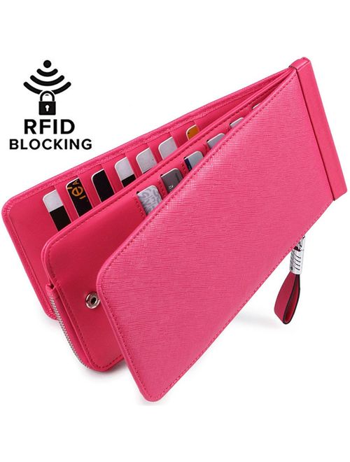 Huztencor Womens Leather Credit Card Holder Wallet RFID Blocking Wallet Women Card Case Purse