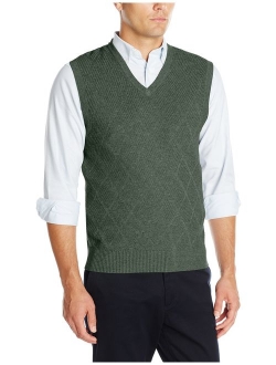 Men's Heather Diamond-Texture Stitch V-Neck Vest