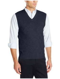 Men's Heather Diamond-Texture Stitch V-Neck Vest