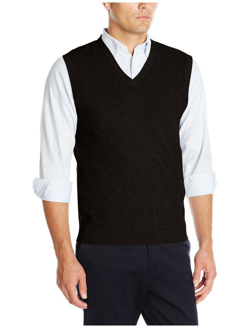 Haggar Men's Heather Diamond-Texture Stitch V-Neck Vest