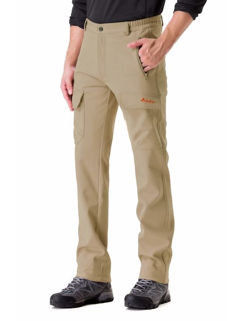 Clothin Men's Softshell Fleece-Lined Cargo Pants - Warm, Breathable, Water-Repellent, Wind-Resistant-Insulated