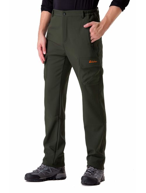 Clothin Men's Softshell Fleece-Lined Cargo Pants - Warm, Breathable, Water-Repellent, Wind-Resistant-Insulated