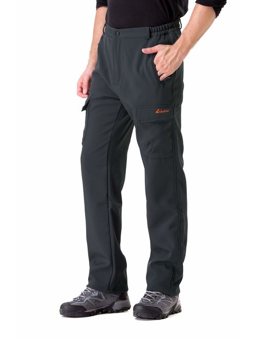 Clothin Men's Softshell Fleece-Lined Cargo Pants - Warm, Breathable, Water-Repellent, Wind-Resistant-Insulated