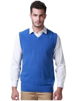 SSLR Men's Solid Pullover Knit Casual V-Neck Sweater Vest