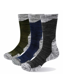 YUEDGE Mens Cotton Cushion Crew Socks Outdoor Multi Performance Athletic Hiking Socks(3 Pairs/Pack)