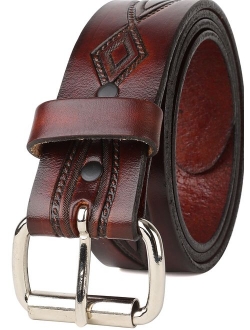 Western Vintage antique Top Grain leather Belt,Roller buckle,w/Snaps for Interchangeable Buckles,Made in USA