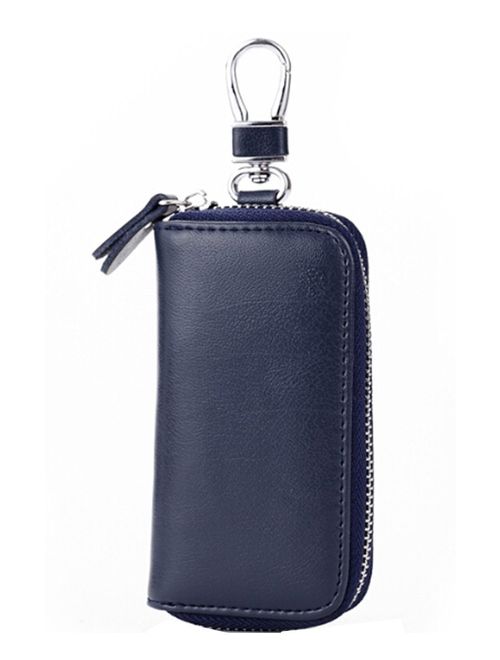 Men Leather Zip Around 6 Hook Key Case Car Key Holder Wallet