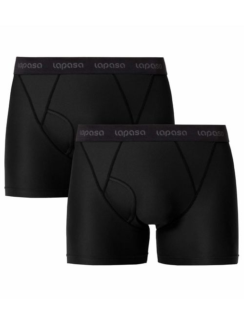 LAPASA Men's 2 Pack Quick Dry Travel Underwear Breathable Mesh Boxer Briefs for Outdoor Sports Lightweight Trunks M16