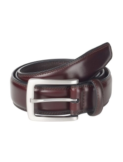 Sportoli Men's Genuine Leather Classic Stitched Casual Belt - Black Brown Tan