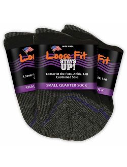 Loose Fit Stays Up Men's and Women's Casual Lower Cut Socks 3 PK Made in USA! Cushioned Sole