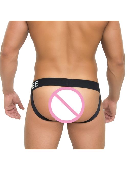 Taddlee Sexy Mens Black Low-Rise Jock Strap Stretch Briefs Thong Underwear Pouch