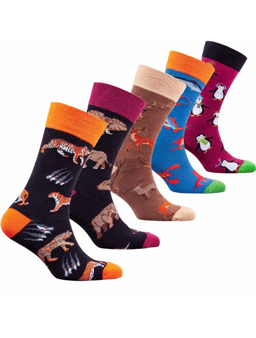 Socks n Socks-Mens 5pair Luxury Colorful Cotton Fun Novelty Dress Socks Gift Box