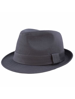 The Hat Depot Unisex Cotton Twill Herringbone Fedora Hat