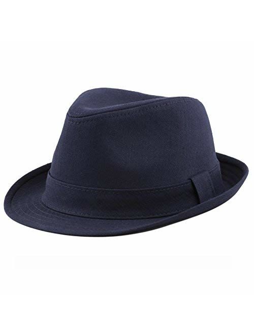 The Hat Depot Unisex Cotton Twill Herringbone Fedora Hat