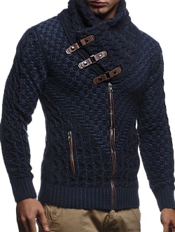 Men's Knitted Jacket Turtleneck Cardigan Winter Pullover Hoodies Casual Sweaters Jumper LN5340