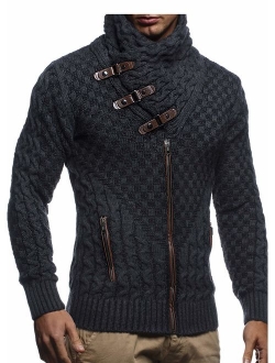 Men's Knitted Jacket Turtleneck Cardigan Winter Pullover Hoodies Casual Sweaters Jumper LN5340