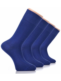 Hugh Ugoli Men's Cotton Dress Socks Seamless Toe Business Crew Men Thin Socks, 4 Pairs, Shoe Size: 8-12