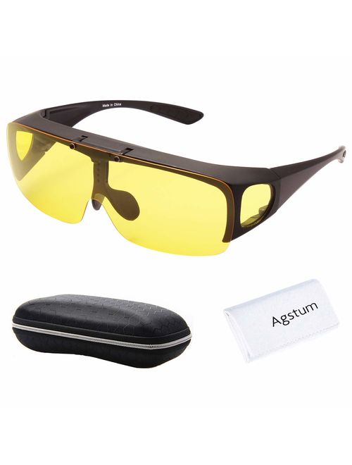 Agstum Fit Over Eyeglasses Polarized Night Driving Flip up Sunglasses Goggles