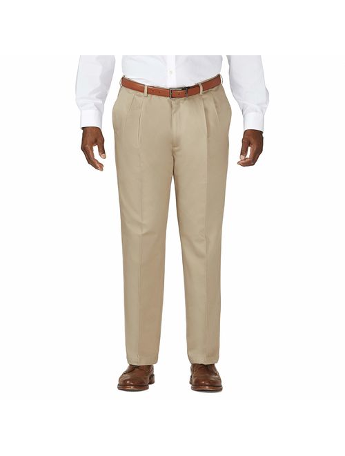 Haggar Men's Big and Tall Work to Weekend Hidden Expandable-Waist Pleat-Front Pant