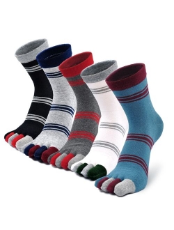 Mens Toe Socks Cotton Athletic Running Ankle Five Finger Crew Socks