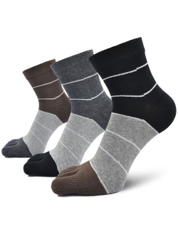 Mens Toe Socks Cotton Athletic Running Ankle Five Finger Crew Socks