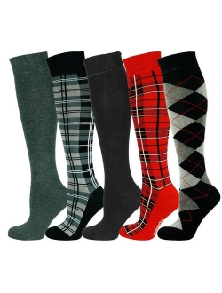 Mysocks Knee High Long Socks Plaid Design