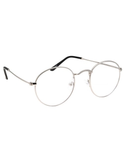 Retro Round Clear Lens Glasses Metal Frame