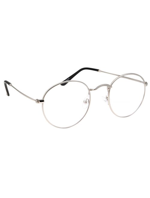 Retro Round Clear Lens Glasses Metal Frame