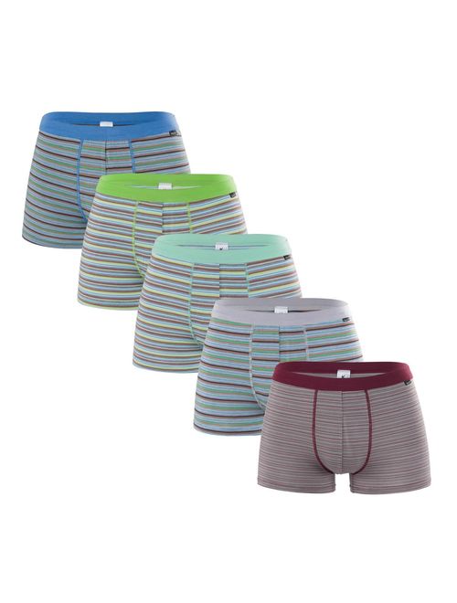 Men's Luxury Bamboo Boxer Underwear Ultra Soft and Breathable Stripes Boxer Briefs 5 Pack