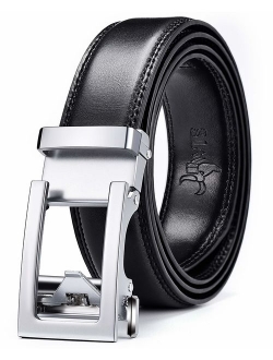 DWTS Men's Belt Ratchet Genuine Leather Dress Belt for Men with Slide Click Buckle Adjustable Trim to Fit