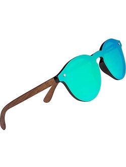 WOODIES Walnut Wood Sunglasses with Flat Mirror Polarized Lens