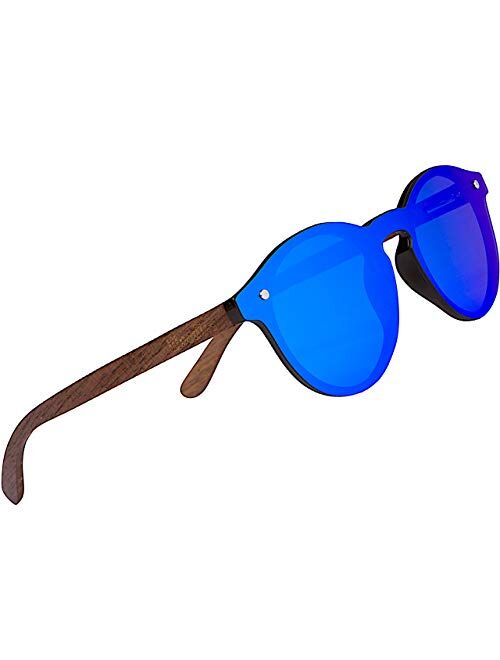 Buy Woodies Walnut Wood Sunglasses With Flat Mirror Polarized Lens Online Topofstyle 